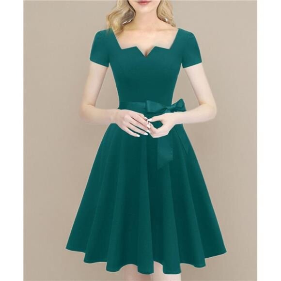 Women's Classic Tea Dress A-teal - Picture 7 of 7